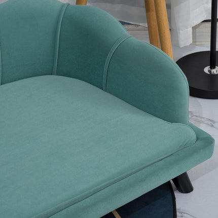PAWROOM - Pet sofa with backrest & wooden legs, soft fabric, green