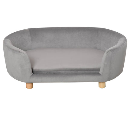 PAWROOM - Light gray velvet sofa bed for pets, foam cushion, 86x55x33 cm