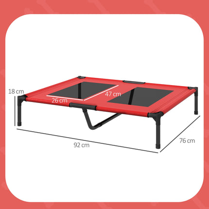 PAWROOM - Raised Outdoor Dog Bed - Breathable, Large, Red