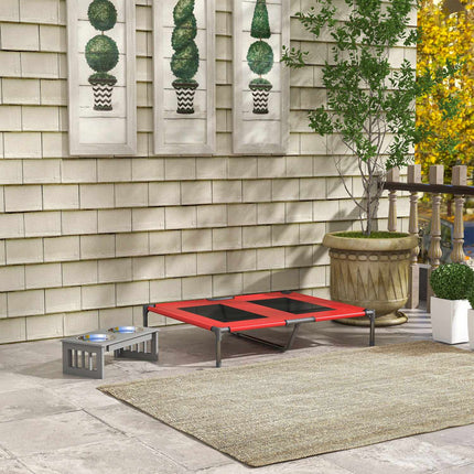 PAWROOM - Raised Outdoor Dog Bed - Breathable, Large, Red
