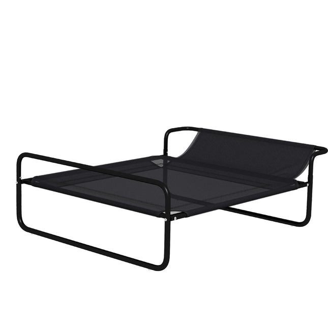PAWROOM - Udendørs hundeseng, forhøjet hundeseng med åndbart netbetræk, kæledyrsseng til små og mellemstore hunde Sort 91 x 69 x 29 cm
