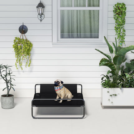 PAWROOM - Udendørs hundeseng, forhøjet hundeseng med åndbart netbetræk, kæledyrsseng til små og mellemstore hunde Sort 91 x 69 x 29 cm