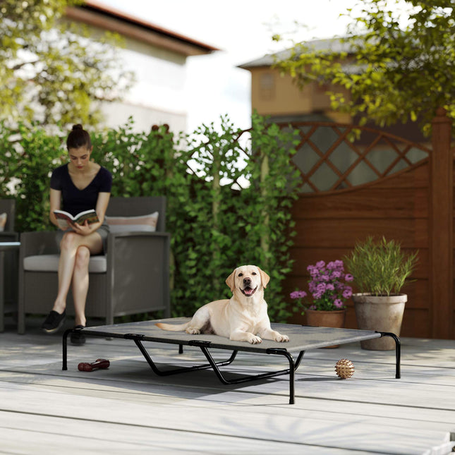 PAWROOM - Høj udendørs hundeseng, stor, åndbar mesh, 23 cm høj