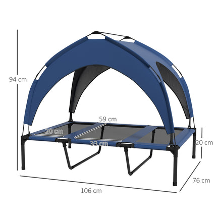 PAWROOM - Hundeseng Forhøjet Udendørs Kæledyrsseng Med Baldakin, Åndbar, Ideel Til Store Hunde, Mørkeblå Oxford, 106X76X94Cm
