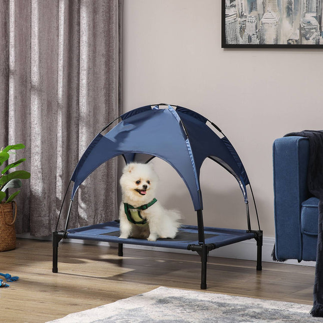 PAWROOM - Pet Bed Udendørs Baldakin Hævet Mesh Uv-Beskyttelse Mørkeblå Medium Hunde