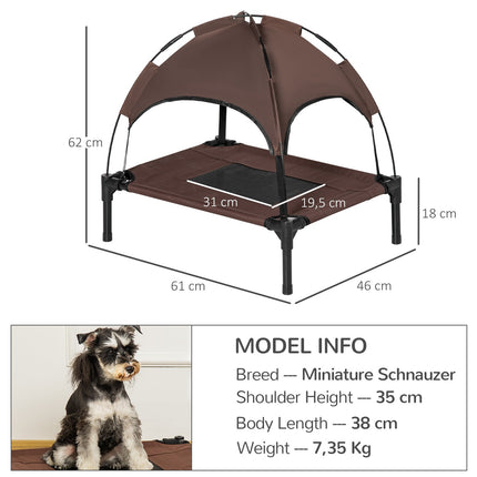 PAWROOM - Elevated outdoor dog bed with canopy, breathable fabric, coffee