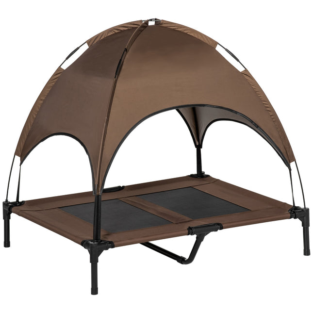 PAWROOM - Forhøjet Hundeseng Udendørs Baldakin Åndbar Taft Stof Kaffe 92X76X90Cm