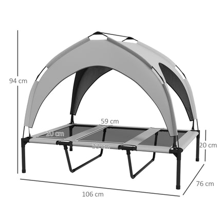 PAWROOM - Forhøjet hundeseng med baldakin, kæledyrsseng, udendørs hundeseng med tag, åndbar, til store hunde Lysegrå Oxford 106 x 76 x 94 cm