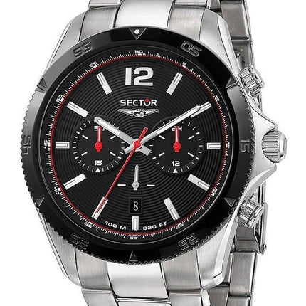 Sector 650 Chronograph rostfritt stål svart urtavla Quartz R3273631004 100M herrklocka