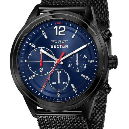 Sector 670 Dual Time Multifunktion rostfritt stål Blue Dial Quartz R3253540008 Herrklocka