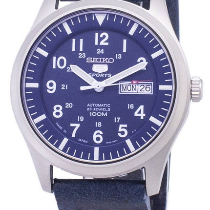 Seiko 5 Sports SNZG11J1-var-LS15 Automatisk mörkblå läderrem herrklocka