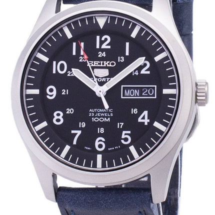 Seiko 5 Sports SNZG15K1-var-LS13 Automatisk mörkblå läderrem herrklocka