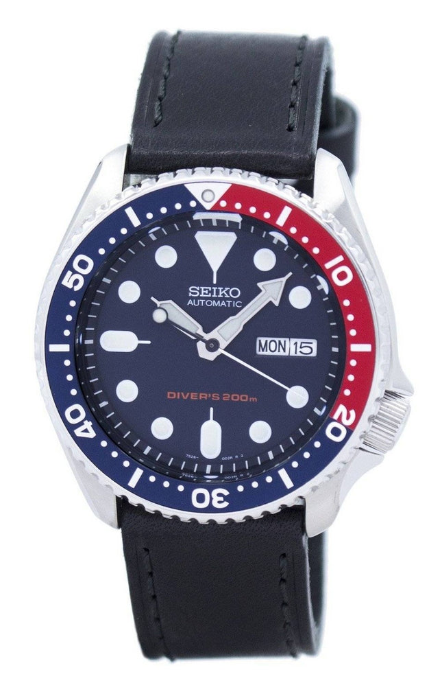 Seiko Automatic Diver's Black Leather SKX009K1-var-LS8 200M herrklocka