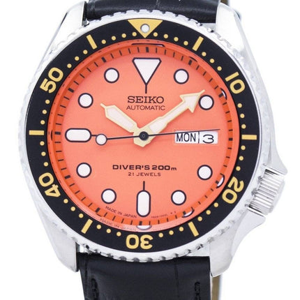 Seiko Automatic Diver's Black Leather SKX011J1-var-LS6 200M herrklocka