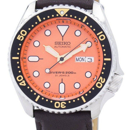 Seiko Automatic Divers mörkbrunt läder SKX011J1-var-LS11 200M herrklocka