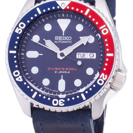 Seiko Automatic SKX009J1-var-LS13 Diver's 200M mörkblå läderrem herrklocka