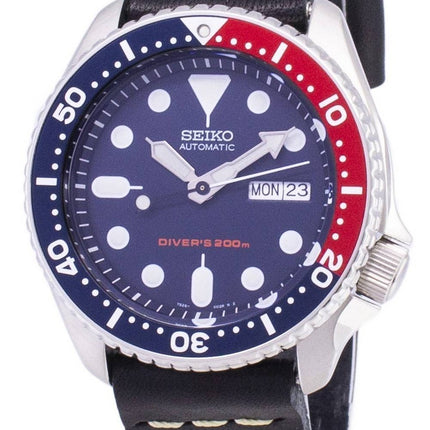 Seiko Automatic SKX009K1-var-LS14 Diver's 200M svart läderrem herrklocka