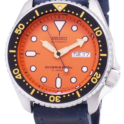 Seiko Automatic SKX011J1-var-LS13 Diver's 200M mörkblå läderrem herrklocka