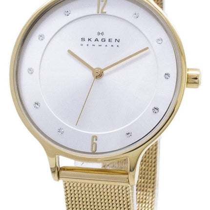 Skagen Anita Gold Tone Mesh Armband Crystallized SKW2150 Damklocka