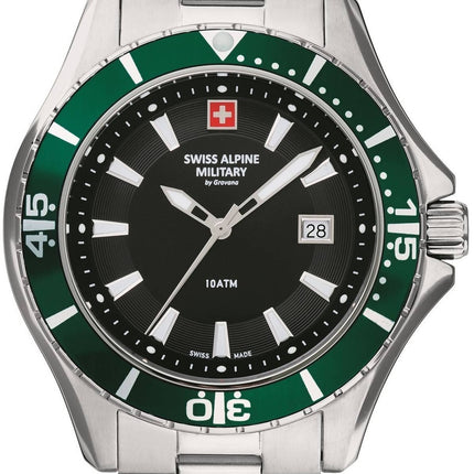Swiss Alpine Military By Grovana Nautilus Black Dial Quartz 7040.1134 100M herrklocka