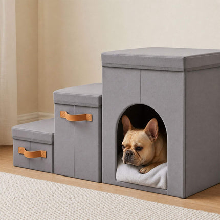TASSORA - Hundetrappe, foldbar 3-trins med opbevaring og skjul