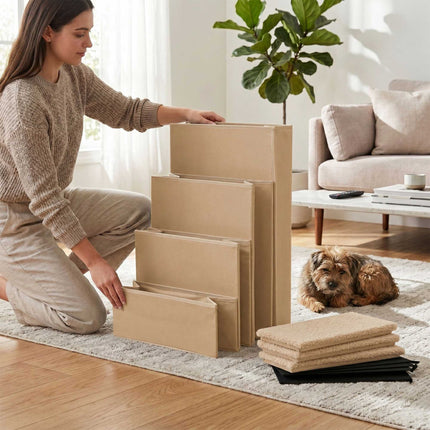 TASSORA - Sammenklappelig hundetrappe med opbevaring, stor, beige