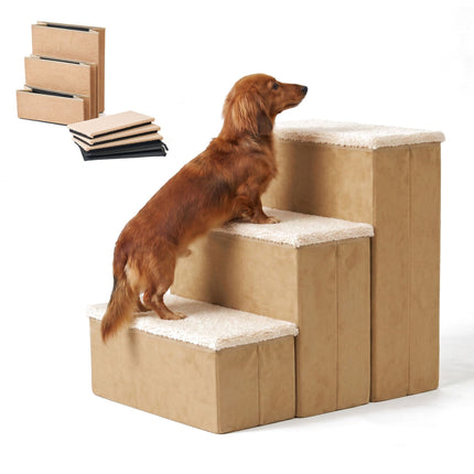 TASSORA - Sammenklappelig hundetrappe med opbevaring, beige, mellem