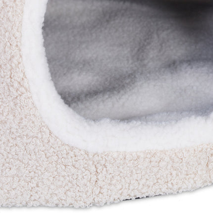 TASSORA - Foldbar beige kattehule med pude og legetøj