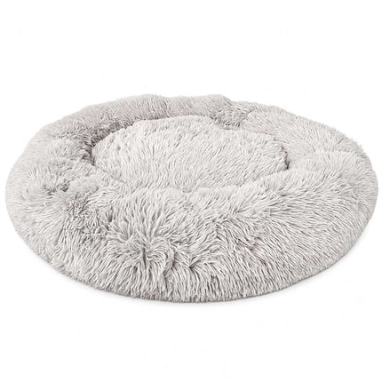 TASSORA - Rund plys hundeseng, 100 cm, lysegrå