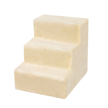 TASSORA - Hundetrappe, 3 trin – Beige, blødt plysbetræk