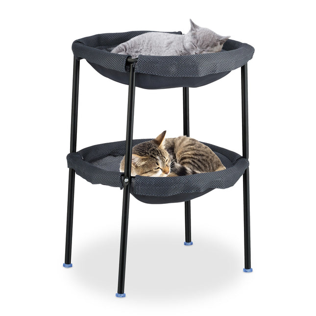 TASSORA - Cat hængekøje seng, 2 etager, stålramme, grå mesh