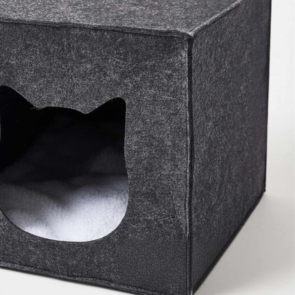 TASSORA - Felt Cat Cave Cube - Foldable, Includes Cushion