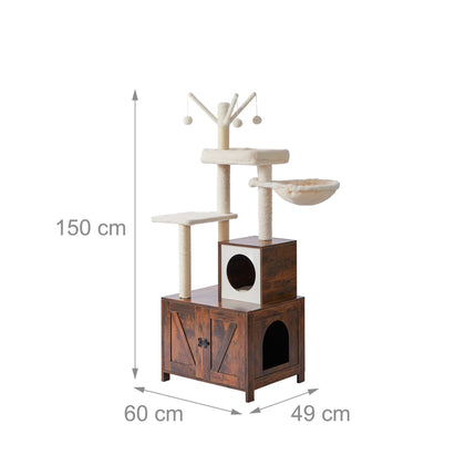 TASSORA - Kradsetræ med kattebakke, 150 cm, sisalstolper