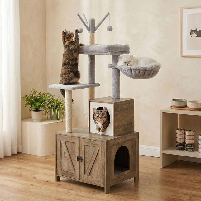 TASSORA - Kradsetræ med kattebakke, 150 cm, sisalstolper