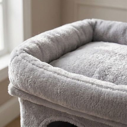 TASSORA - Cat Tree with Caves & Bed, Light Grey, 71cm