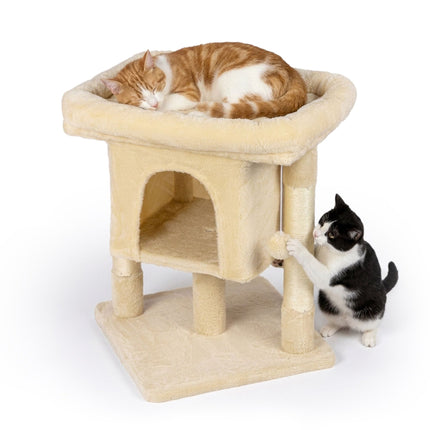 TASSORA - Kradsetræ med hule og platform, beige, 60 cm