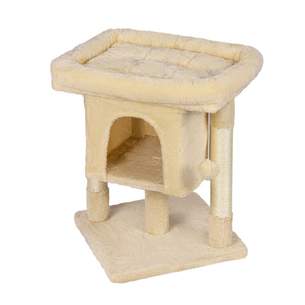 TASSORA - Kradsetræ med hule og platform, beige, 60 cm