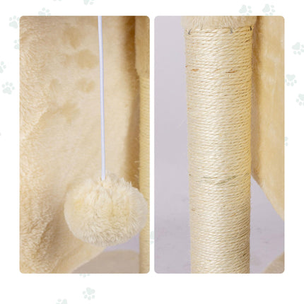 TASSORA - Kradsetræ med hule og platform, beige, 60 cm