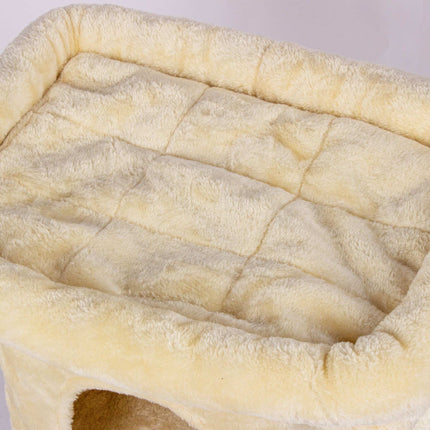 TASSORA - Kradsetræ med hule og platform, beige, 60 cm