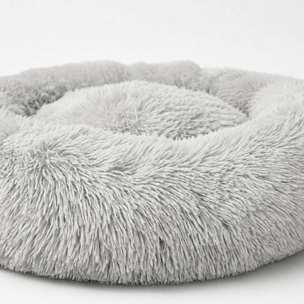 TASSORA - Rund plys hundeseng, 60 cm – lysegrå