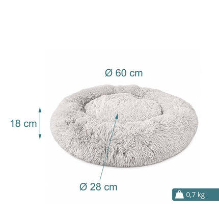 TASSORA - Rund plys hundeseng, 60 cm – lysegrå